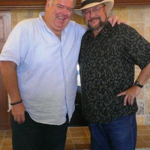 Jim O'Heir (Parks and Recreation) and Director, Robert Alaniz during the filming of 