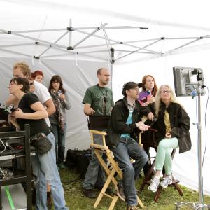 Director Kyle Portbury with writer Holly Goldberg Sloan on set during filming of Tell the World.