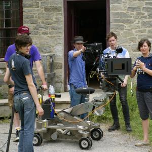 Set discussion with director Kyle Portbury and camera op James Ransom.