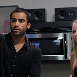Pereira with assistant Emily Wanderer on the set of Lovely Coffee which was shot in Summer of 2007 and completed in 2009