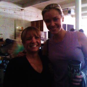 Julianne Bianchi and Kristanna Loken on the set of Dangerously Close.