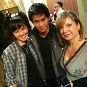 Tania Gunadi, Boo Boo Stewart, and Julianne Bianchi at a publicity event in Hollywood.
