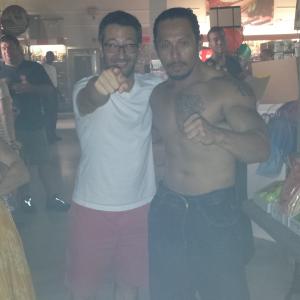 Sam Medina with Luke Greenfield on set of Let's Be Cops