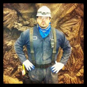 On set of DARKER THAN NIGHT - Playing the role of a Miner.