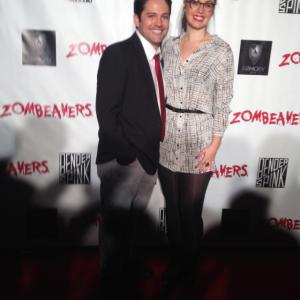 Lindsay Haalmeyer Mouat with Dan Lawler at the premiere of Zombeavers 2015 at Charlie Chaplins United Artist Theater in the Ace Hotel Los Angeles CA