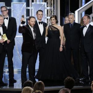 Billy Bob Thornton, Colin Hanks, Noah Hawley and Allison Tolman at event of The 72nd Annual Golden Globe Awards (2015)