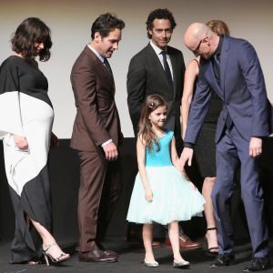 Peyton Reed Paul Rudd John Fortson Evangeline Lilly and Abby Ryder Fortson at event of Skruzdeliukas 2015