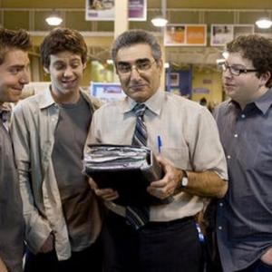 Brandon Hardesty, Eugene Levy, Bug Hall, and Kevin M. Horton in the film 