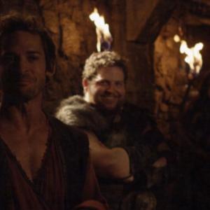 From left to right Will Kemp and Brandon Hardesty on the set of The Scorpion King Quest for Power