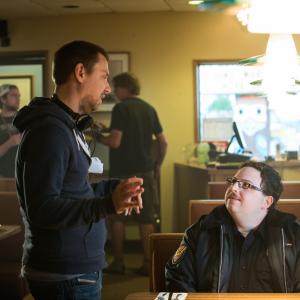 Brandon Hardesty with director Jay Martin on the set of Seven Minutes