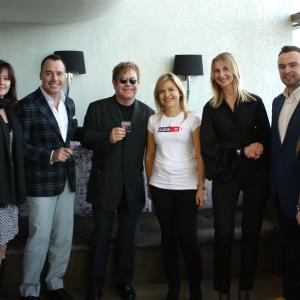 Filming interview with Sir Elton John and David Furnish.