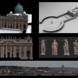 Rome panorama and St. Peters Basilica. Matte-painting, 3D modeling, texturing, 3D environments by Edward Grad