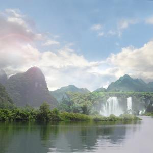 Prehistorical river matte-painting by Edward Grad for History Channel series.
