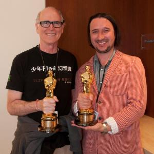 John Hughes and Edward Grad with OSCAR for Life of Pi VFX 2013 Rhythm  Hues Studio