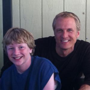 Joseph with Patrick Fabian on the set of Tales of Everyday Magic