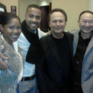 Brad James with Jasmine Burke, Billy Crystal and Gedde Watanabe at the LA LIVE premiere of Parental Guidance.