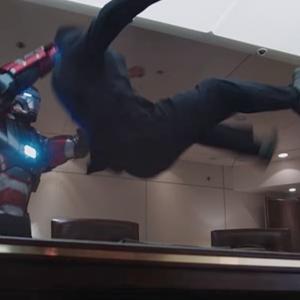 Iron Man 3 Iron Patriot played by Trevor Habberstad Slamming an Air Force One Agent Philip Silvera