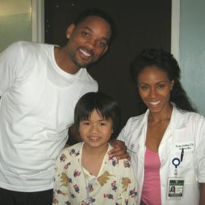 On the set of TNT's HawthoRNe with Jada Pinkett Smith and Will Smith.