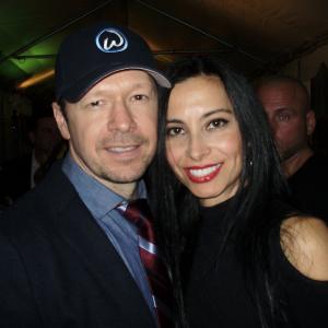 Jennifer Gjulameti and Donnie Wahlberg. Grand Opening of Wahlburgers. 10/24/2011