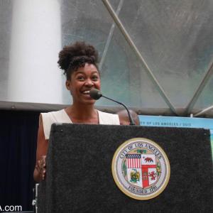 DANIELE WATTS SPEAKS AT THE LA CITY MAYORS OFFICE FOR AFRICANAMERICAN HERITAGE CELEBRATION 2012