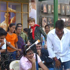 With Film Director Madhur Bhandarkar and crew members at set of Movie Traffic Signal at Karjat Maharashtra