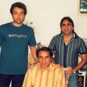 2005 With Dharam ji  Bobby Deol at their house in Mumbai