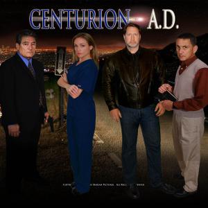 Vincent Inneo, Katherine Randolph, Brian Reed Garvin, and Martin Horsey in a poster set-up for the feature film Centurion AD.