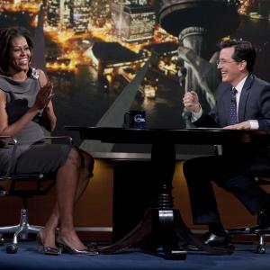 Still of Stephen Colbert and Michelle Obama in The Colbert Report (2005)