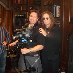 Hilaire Brosio and Ozzy Osbourne on the Randy Rhoads documentary shoot.