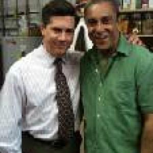 Chris Parnell, Jay Santiago on set of Comedy Central's 