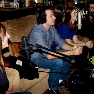 Ryan Bartley and costars Ryan Hellquist Corsica Wilson and Aidan Bristow recording cast commentary for Season 1 of LA Macabre
