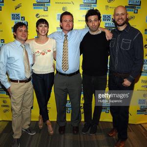 Actors Jonny Mars and Adriene Mishler, writer/director Sean Gallagher, actor Alex Karpovsky and producer Chris Ohlson pose in the greenroom at the screening of 'Good Night' during the 2013 SXSW Music, Film + Interactive Festival.