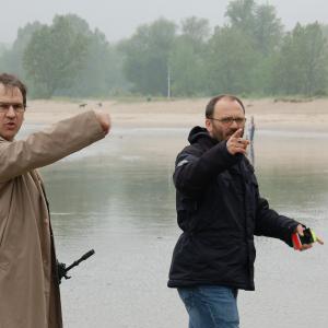 Christopher Buchholz (actor) and Cihan Inan (director) on set for the Movie AMOK in Hamburg (D)