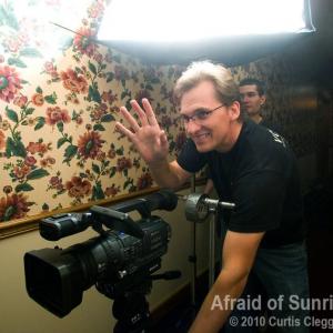 On the set of Afraid of Sunrise with line producer Robert Iwataki Sept 2010