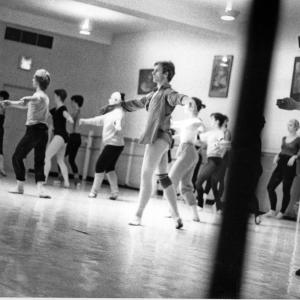 in class at barre with Baryshnikov