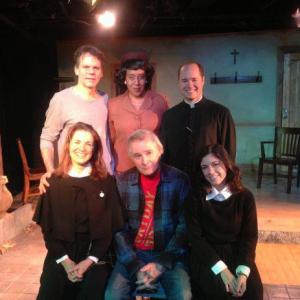 DOUBT at the T Schreiber Theatre in NYC 2012 Cast with Playwright John Patrick Shanley sitting center and director Peter Jensen standing top left Cast Mike Roche Father Flynn Brenda Crawley Nora Jane Williams Alice Barrett Walker