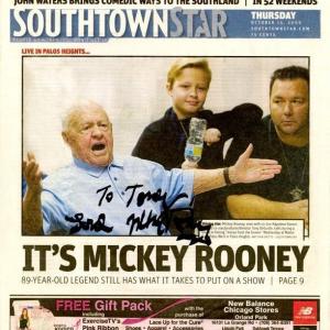 Mickey Rooney and Tony DeGuide Front Page of Chicago Suntimes News paper