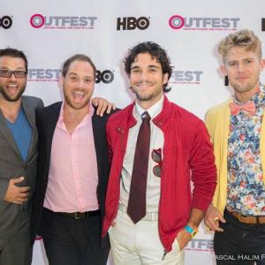 Producer Eric Staley Writer Joey AbiLutfi Actor Myko Olivier and Actor Barrett Crake on the Red Carpet at Los Angeles Outfest