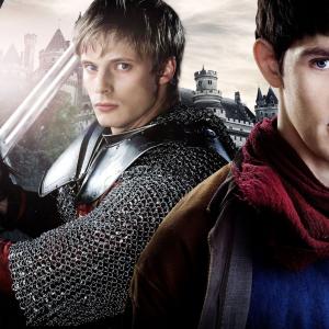 Still of Arthur Bradley and Colin Morgan in Merlin (2008)