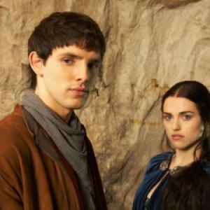Still of Katie McGrath and Colin Morgan in Merlin (2008)