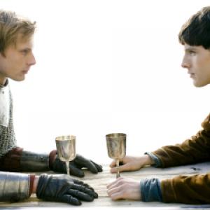 Still of Colin Morgan and Bradley James in Merlin 2008