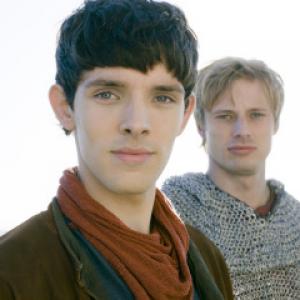 Still of Colin Morgan and Bradley James in Merlin (2008)