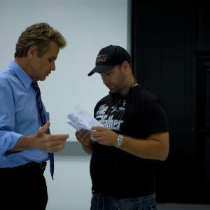 Director Steve Race with Martin Kove.