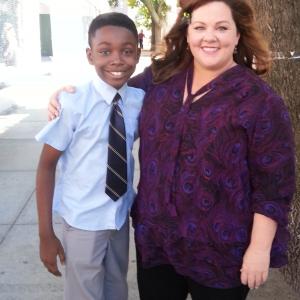 Niles Fitch and Melissa McCarthy on the set of St. Vincent