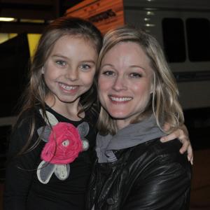 Caitlin Carmichael and Teri Polo on set of Law  Order Los Angeles February 2011