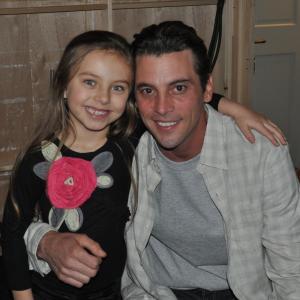 Caitlin Carmichael and Skeet Ulrich on set of Law  Order Los Angeles February 2011
