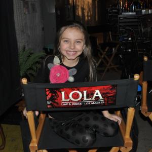 Caitlin Carmichael on set of Law  Order Los Angeles February 2011