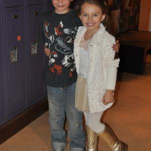 Caitlin Carmichael and Drew Dieffenbach on set of Shake It Up! November 2010
