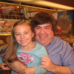 Caitlin Carmichael and Executive Producer Dan Schneider on set of iCARLY July 2010