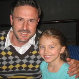 David Arquette and Caitlin Carmichael on set of feature film Conception March 27 2010